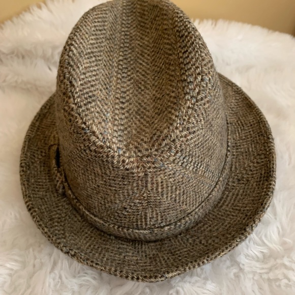 YOUNG AN brown herringbone wool blend Vintage mens Fedora Size 7- 7 1/8 VVGUC++ - Picture 8 of 11